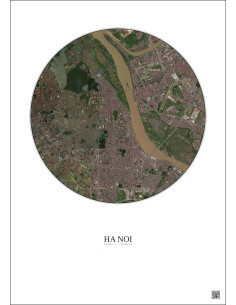 Ha Noi Satellite View Poster 6km Color | Gravura – Light background