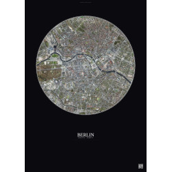 Affiche Berlin – Poster vue satellite 2.5km Couleur | Gravura – Fond foncé