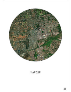 Harare Satellite View Poster 2.5km Color | Gravura – Light background