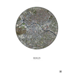 Affiche Berlin – Poster vue satellite 2.5km Couleur | Gravura – Fond clair