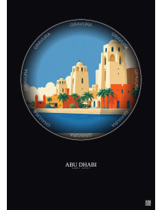Abu Dhabi Vintage Travel Poster – Abu Dhabi | Gravura – Dark background