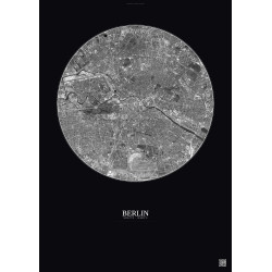 Affiche Berlin – Poster vue satellite 6km N&B | Gravura – Fond foncé