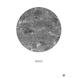 Affiche Berlin – Poster vue satellite 6km N&B | Gravura – Fond clair