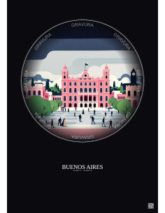 Buenos Aires Vintage Travel Poster – Plaza De Mayo | Gravura – Dark background