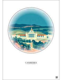 Canberra Vintage Travel Poster – Canberra | Gravura – Light background