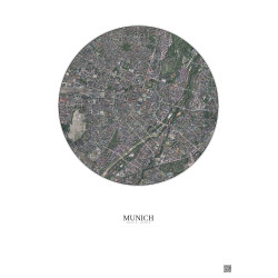 Affiche Munich – Poster vue satellite 2.5km Couleur | Gravura – Fond clair