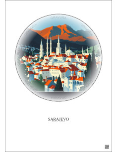 Affiche Sarajevo – Poster illustration vintage – Sarajevo | Gravura – Fond clair