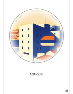 Affiche Sarajevo – Poster illustration vintage – War Childhood Museum | Gravura – Fond clair