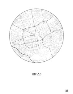 Affiche Tirana – Poster carte de ville 2.5km | Gravura – Fond clair