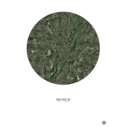 Affiche Munich – Poster vue satellite 5km Couleur | Gravura – Fond clair
