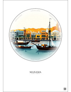 Manama Vintage Travel Poster – Manama | Gravura – Light background