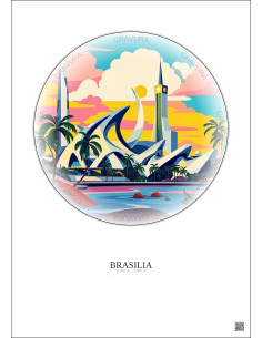 Brasilia Vintage Travel Poster – Brasilia | Gravura – Light background