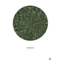 Affiche Munich – Poster vue satellite 10km Couleur | Gravura – Fond clair