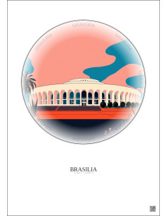 Brasilia Vintage Travel Poster – Palacio Do Planalto | Gravura – Light background