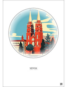 Minsk Vintage Travel Poster – Church Of Saints Simon And Helena | Gravura – Light background
