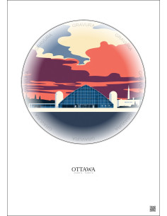 Affiche Ottawa – Poster illustration vintage – National Gallery Of Canada | Gravura – Fond clair