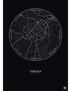 Affiche Yerevan – Poster carte de ville 2.5km | Gravura – Fond foncé