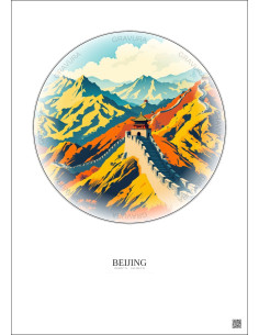 Beijing Vintage Travel Poster – Famous Viewpoint Of Beijing | Gravura – Light background