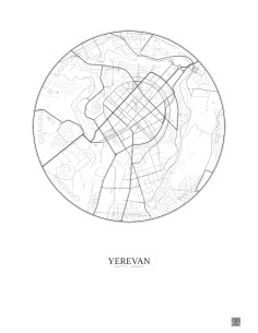 Affiche Yerevan – Poster carte de ville 2.5km | Gravura – Fond clair