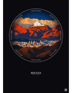 Bogota Vintage Travel Poster – Famous Viewpoint Of Bogota | Gravura – Dark background