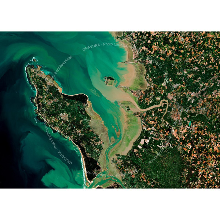 Île d'Oléron — Satellite Photography Poster · Gravura
