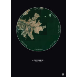 Affiche Abu Simbel – Poster vue satellite 1km Couleur | Gravura – Fond foncé