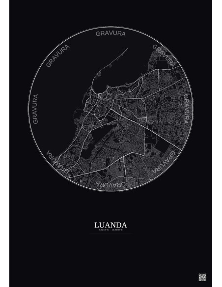 Luanda City Map Poster 10km | Gravura – Dark background