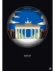 Affiche Berlin – Poster illustration vintage – Most Iconic Landmark Of Berlin | Gravura – Fond foncé