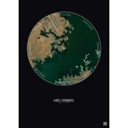 Abu Simbel Satellite View Poster 5km Color | Gravura – Dark background