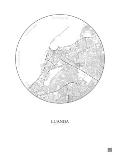 Affiche Luanda – Poster carte de ville 10km | Gravura – Fond clair