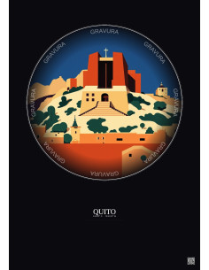 Affiche Quito – Poster illustration vintage – La Capilla Del Hombre | Gravura – Fond foncé