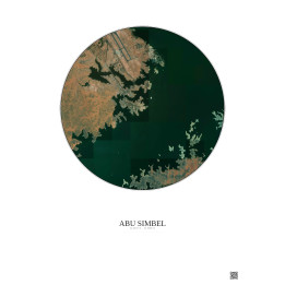 Affiche Abu Simbel – Poster vue satellite 5km Couleur | Gravura – Fond clair