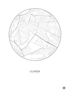 Affiche Luanda – Poster carte de ville 2.5km | Gravura – Fond clair