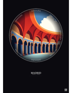 Affiche Madrid – Poster illustration vintage – Bernabeu | Gravura – Fond foncé
