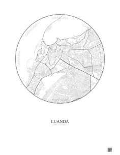 Affiche Luanda – Poster carte de ville 6km | Gravura – Fond clair