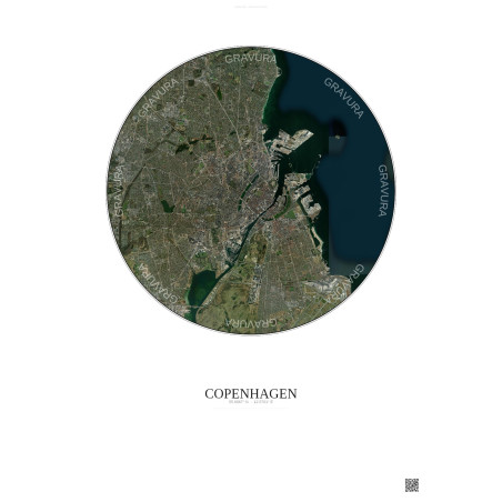 Affiche Copenhagen – Poster vue satellite 10km Couleur | Gravura – Fond clair