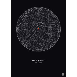 Paris - Carte de ville personnalisée 2.5 km · Fond foncé