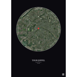 Paris - Vue satellite personnalisée 10 km · Couleur · Fond foncé
