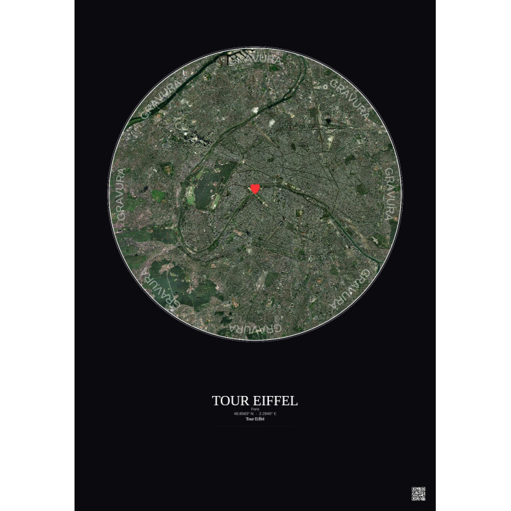 Paris - Custom Satellite View 10 km · Color · Dark background
