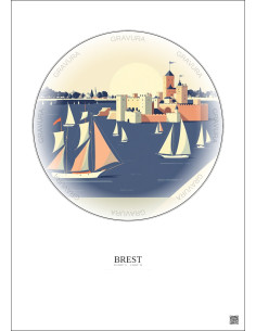 Brest Vintage Travel Poster – Brest | Gravura – Light background