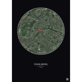 Paris - Vue satellite personnalisée 5 km · Couleur · Fond foncé