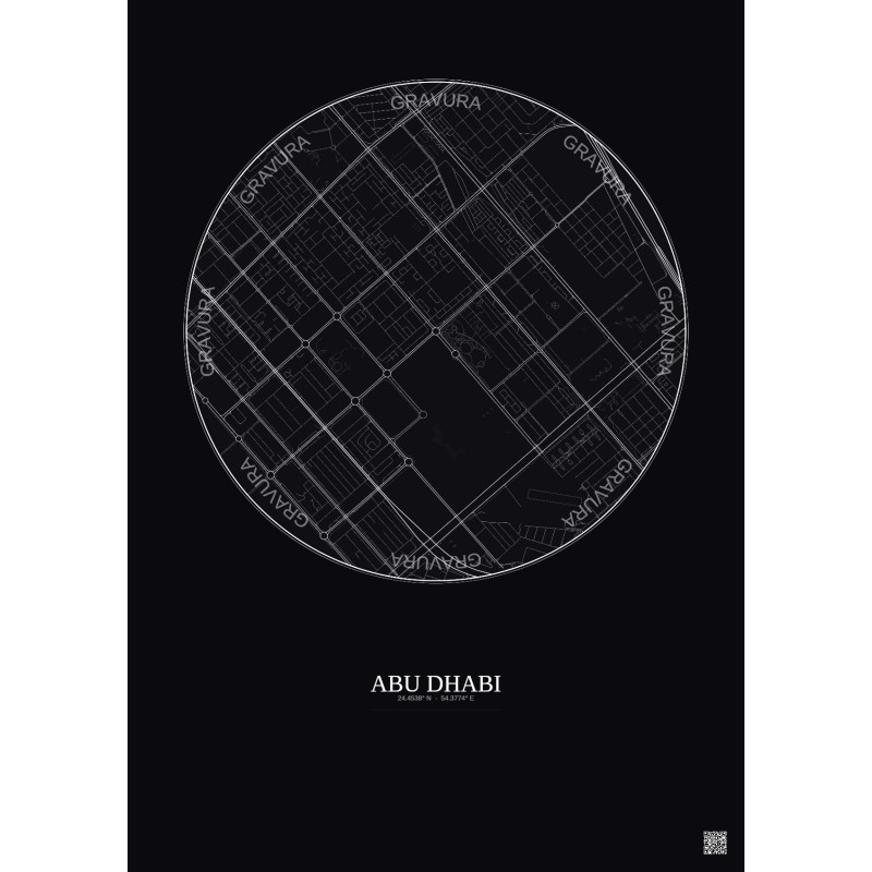 Affiche Abu Dhabi – Poster carte de ville 2.5km | Gravura – Fond
