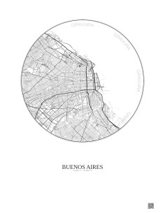 Affiche Buenos Aires – Poster carte de ville 10km | Gravura – Fond clair