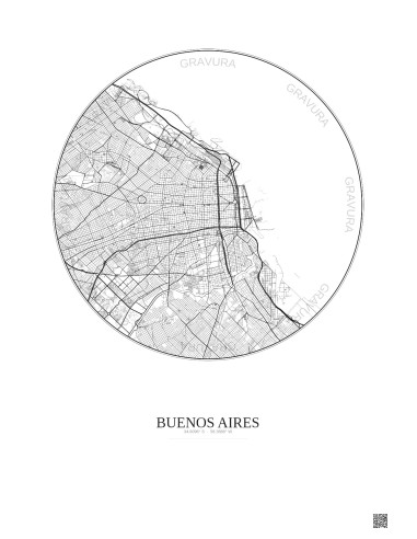 Affiche Buenos Aires – Poster carte de ville 10km | Gravura – Fond clair