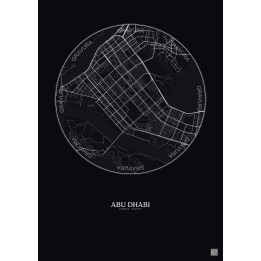 Abu Dhabi City Map Poster 6km | Gravura – Dark background