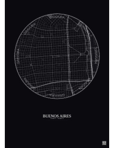 Buenos Aires City Map Poster 2.5km | Gravura – Dark background