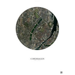 Affiche Copenhagen – Poster vue satellite 2.5km Couleur | Gravura – Fond clair