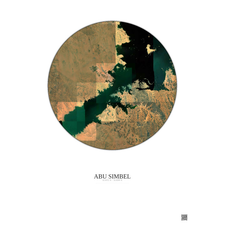 Abu Simbel Satellite View Poster 30km Color | Gravura – Light background