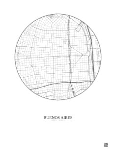 Affiche Buenos Aires – Poster carte de ville 2.5km | Gravura – Fond clair