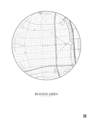 Affiche Buenos Aires – Poster carte de ville 2.5km | Gravura – Fond clair